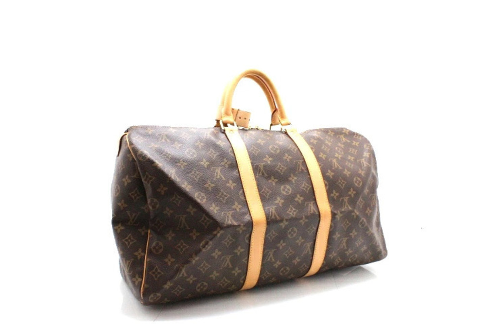 Louis Vuitton Monogram Keepall Boston Bag Brown